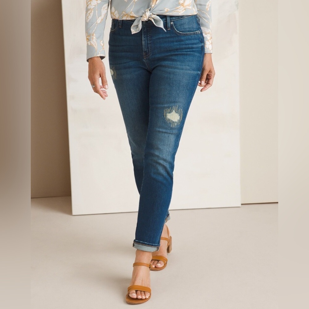 Chico’s Size 0 (US 4) So Slimming Girlfriend Slim-Leg Crop Denim Jeans